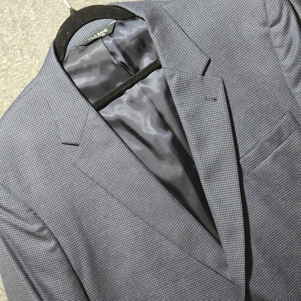 Jos A Bank Signature Collection Men's Blue Houndstooth Wool Sport Coat Sz 48R